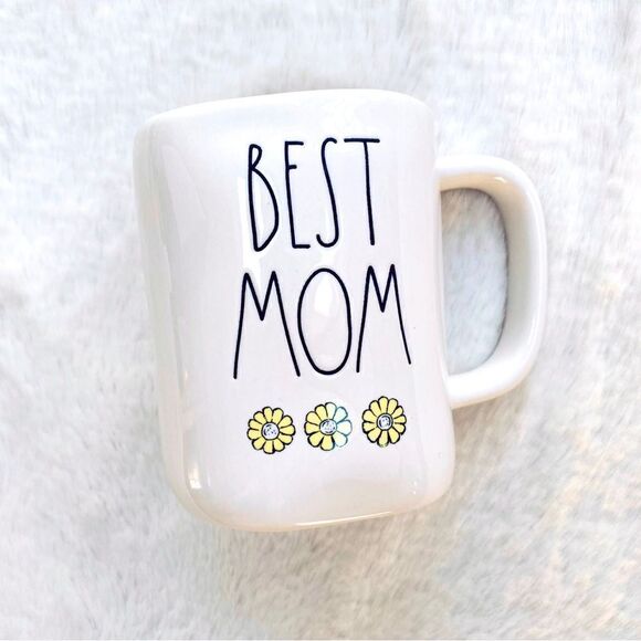 Rae Dunn Best Mom Mug White Yellow Flowers Mother’s Day Gift - Picture 1 of 5
